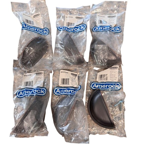 Amerock Oil Rubbed Bronze Cabinet Cup Pull Hardware Set 3-Inch Center Pack Of 6 - Picture 1 of 6